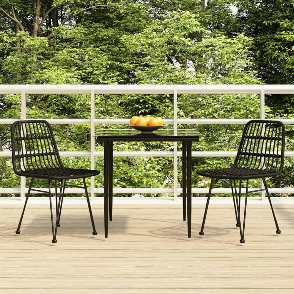 Berkfield 3 Piece Garden Dining Set Black Poly Rattan