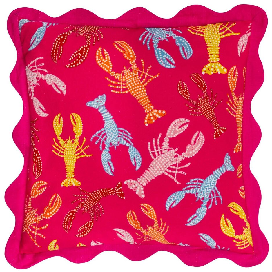 Furn Scalloped Crustaceans Cushion Cover - Pink - 50cm x 50cm - Pink - 100% Cotton