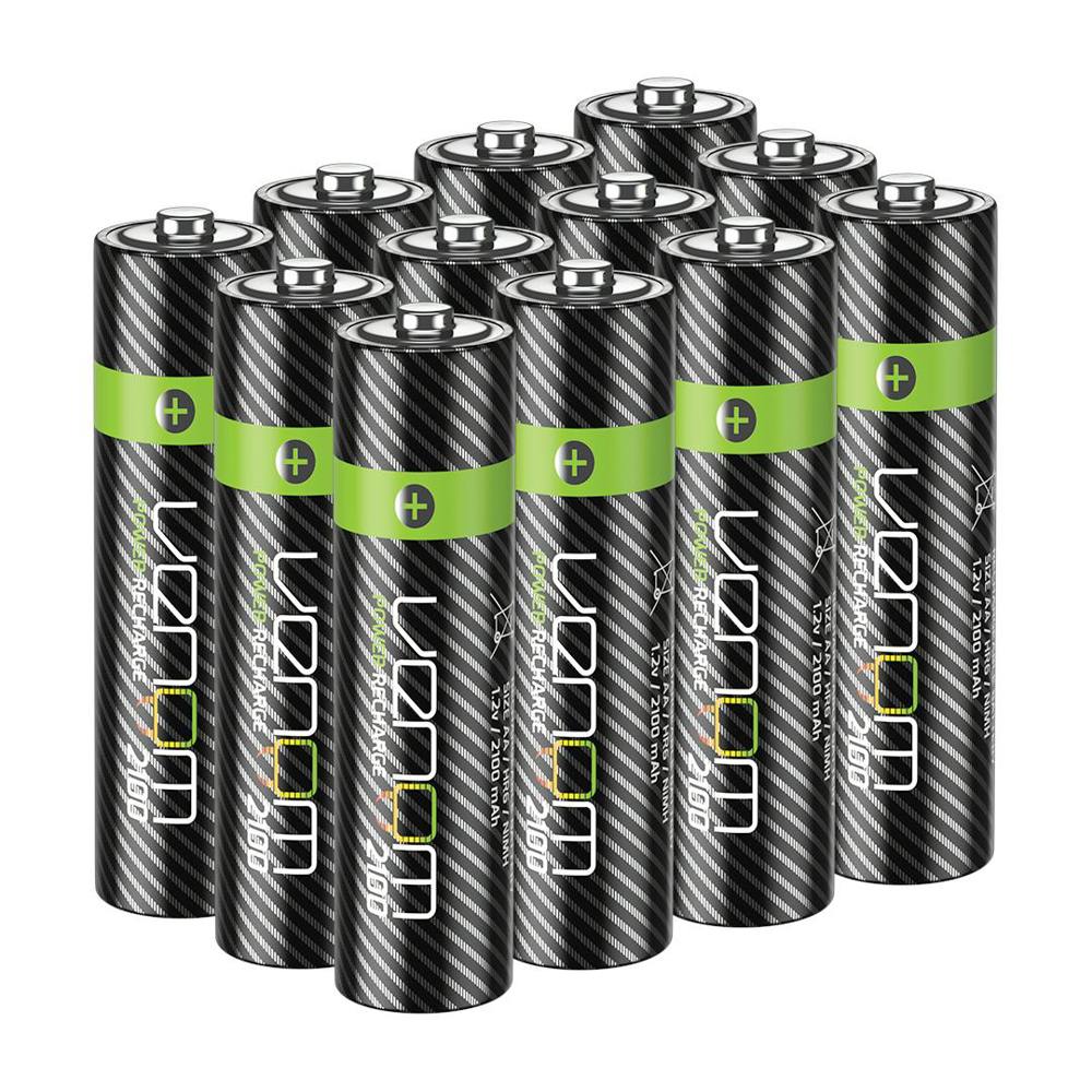 Venom Rechargeable AA Batteries - High Capacity 2100mAh (12-Pack)