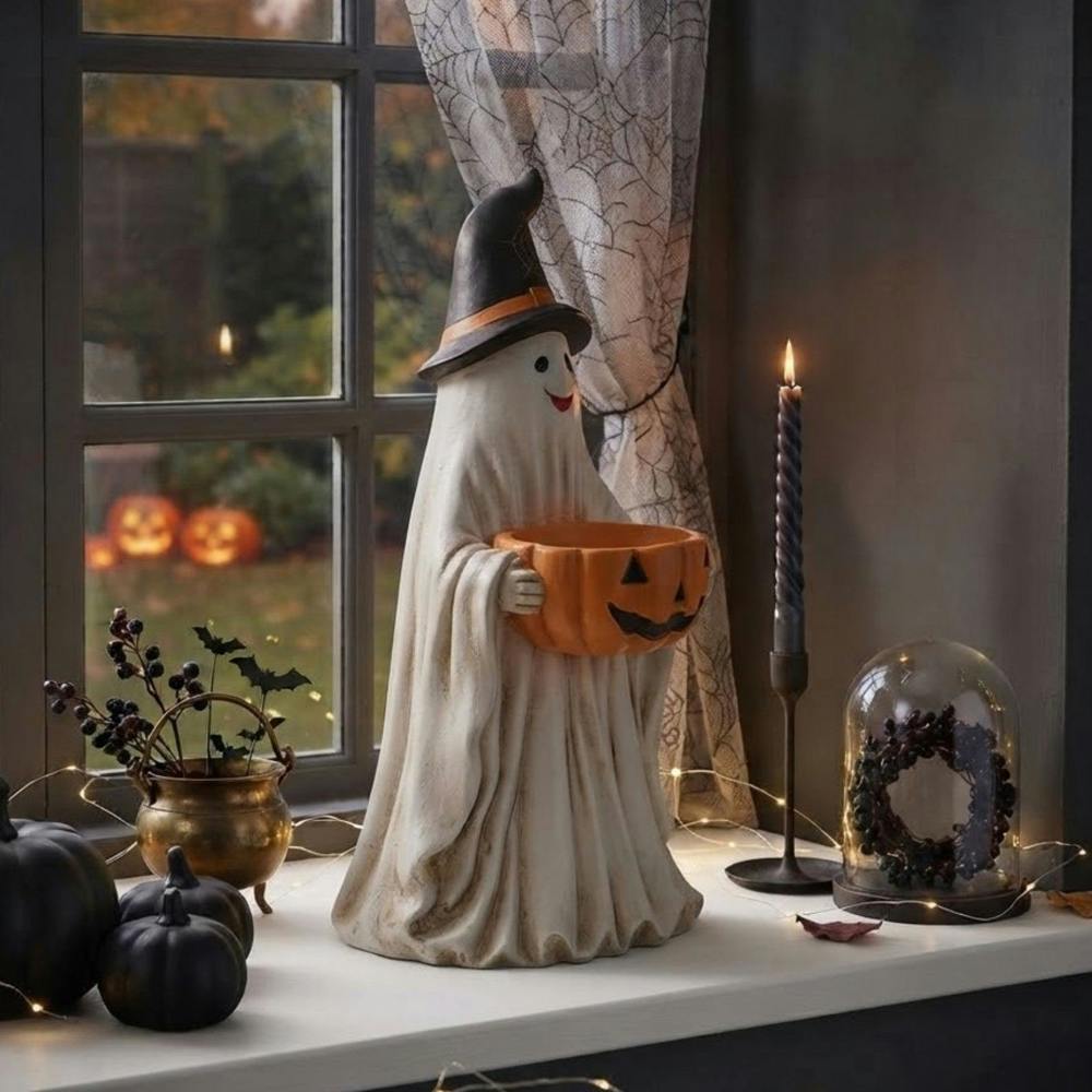 Garden Greatness Tall Halloween Ghost Pumpkin Ornament