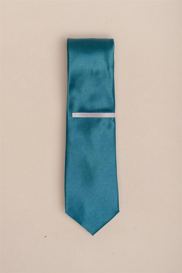 Plain aqua tie set