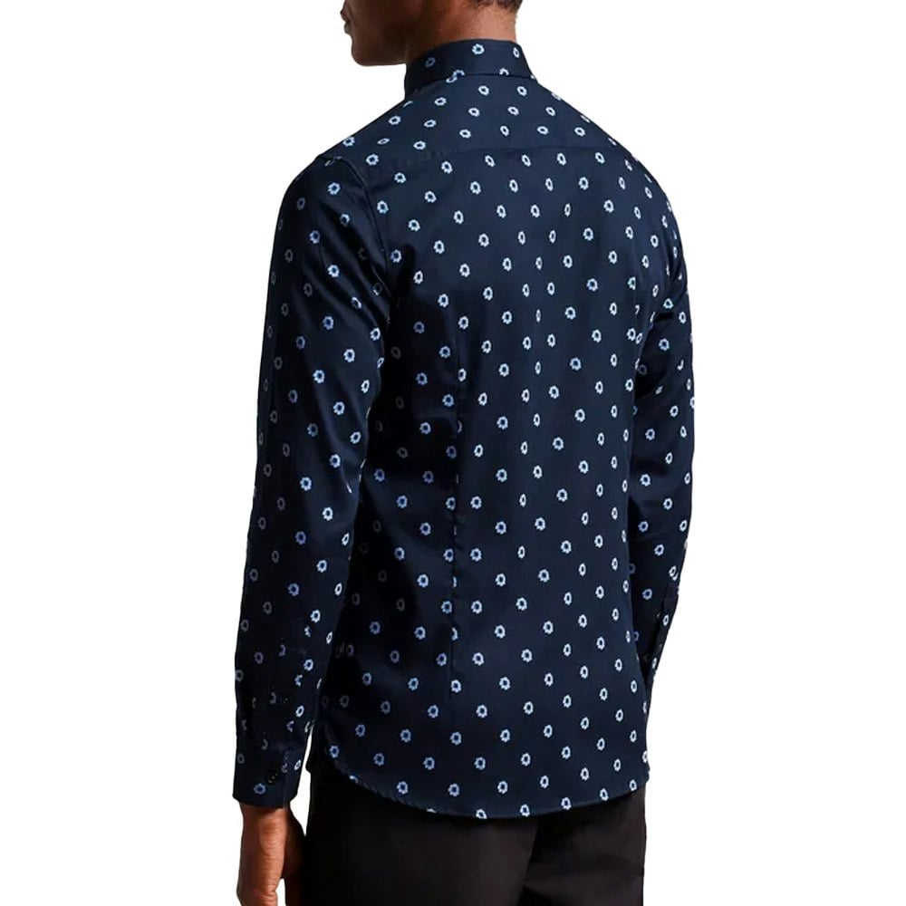 Ted Baker Mens KYME Ditsy Floral Long-Sleeved Shirt - Navy