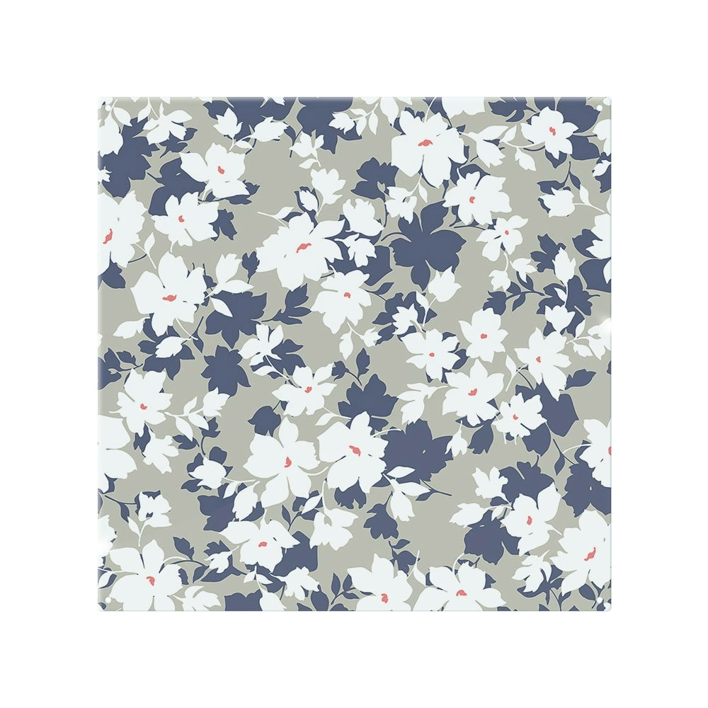 Benjamin Tate Design Grey Purple & White Flowers Splash Back