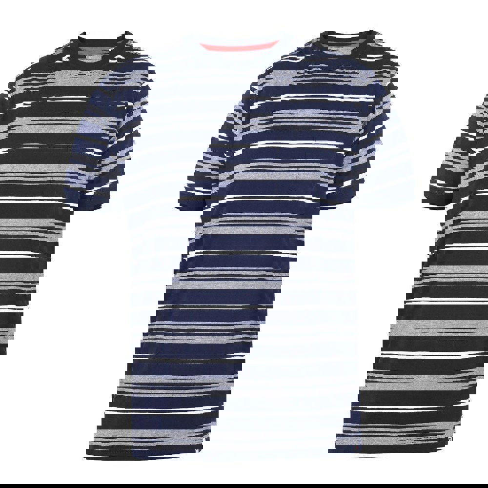 Duke Mens D555 Piccadilly Yarn Dyed Stripe Jacquard Kingsize T-Shirt - Navy/White