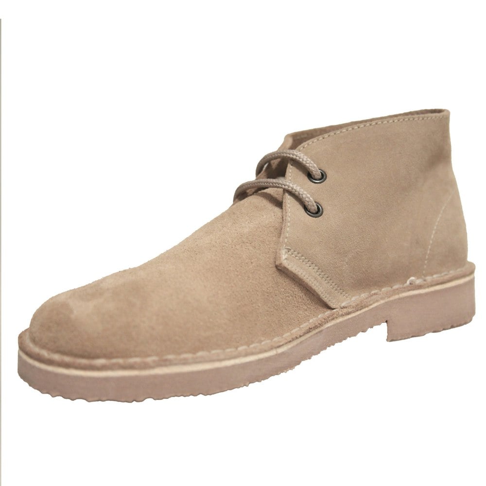 Roamers Men's Real Suede Unlined Desert Boots - Stone