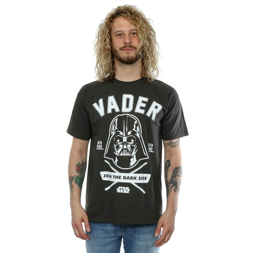 Star Wars Mens Darth Vader Collegiate T-Shirt - Light Graphite