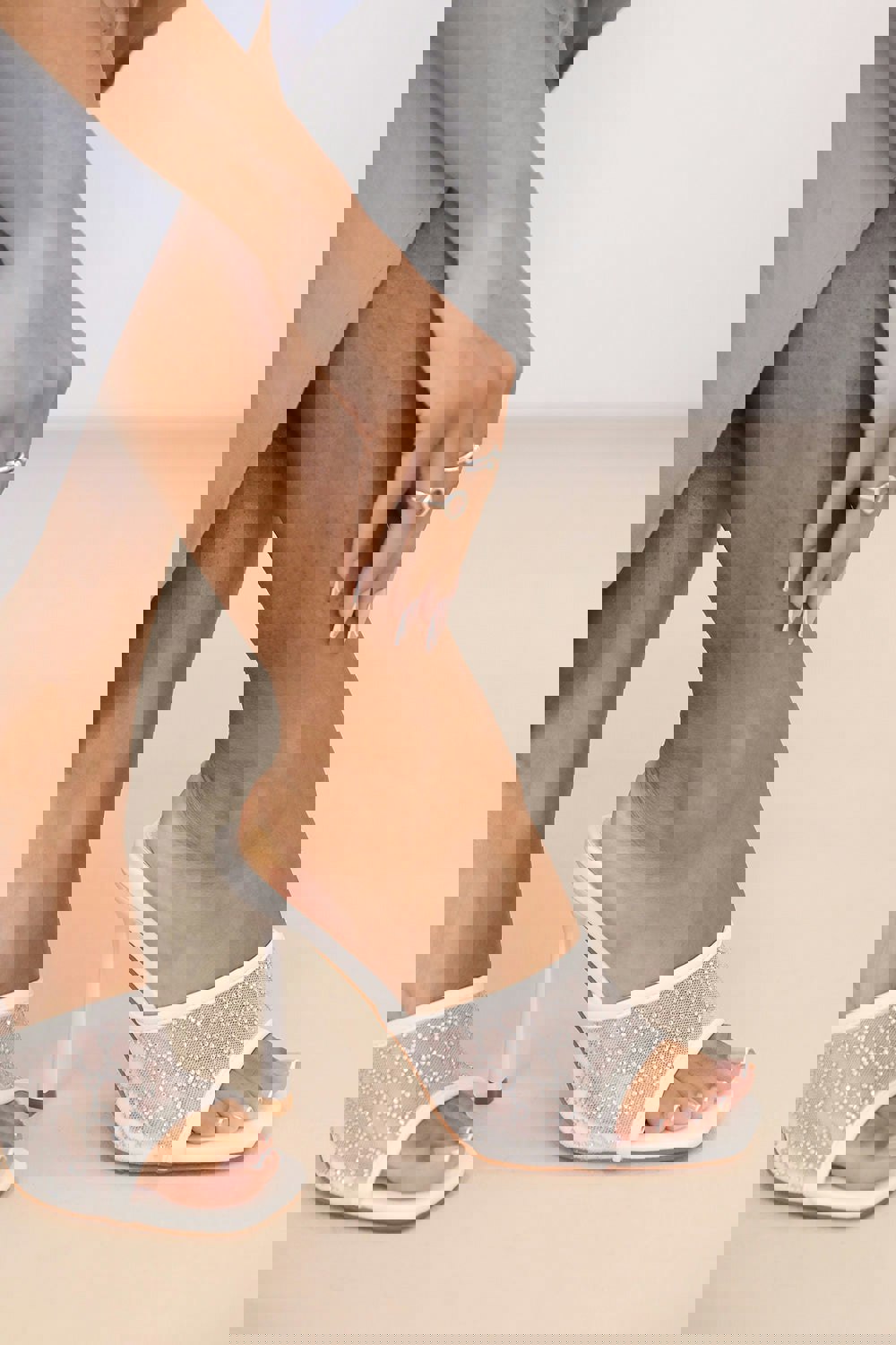 Where's That From Robyn Diamante Mesh Peep Toe Mules in White Mesh