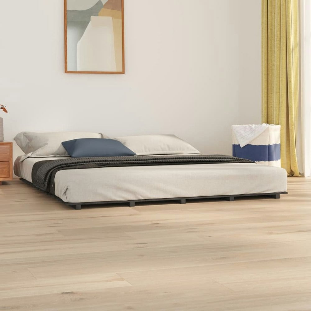 Berkfield Bed Frame Grey 180x200 cm 6FT Super King Solid Wood Pine