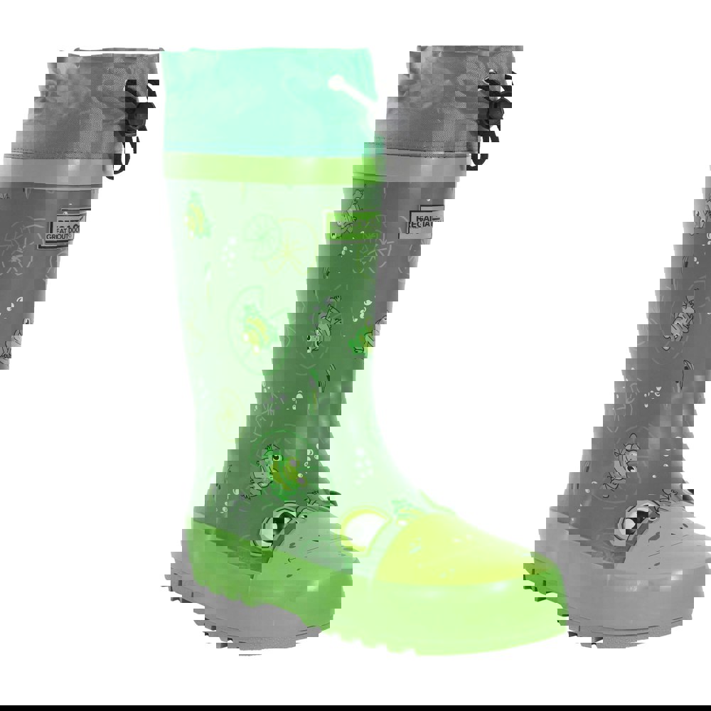 Regatta Childrens/Kids Mudplay Jnr Frog Square Wellington Boots - Frog Green
