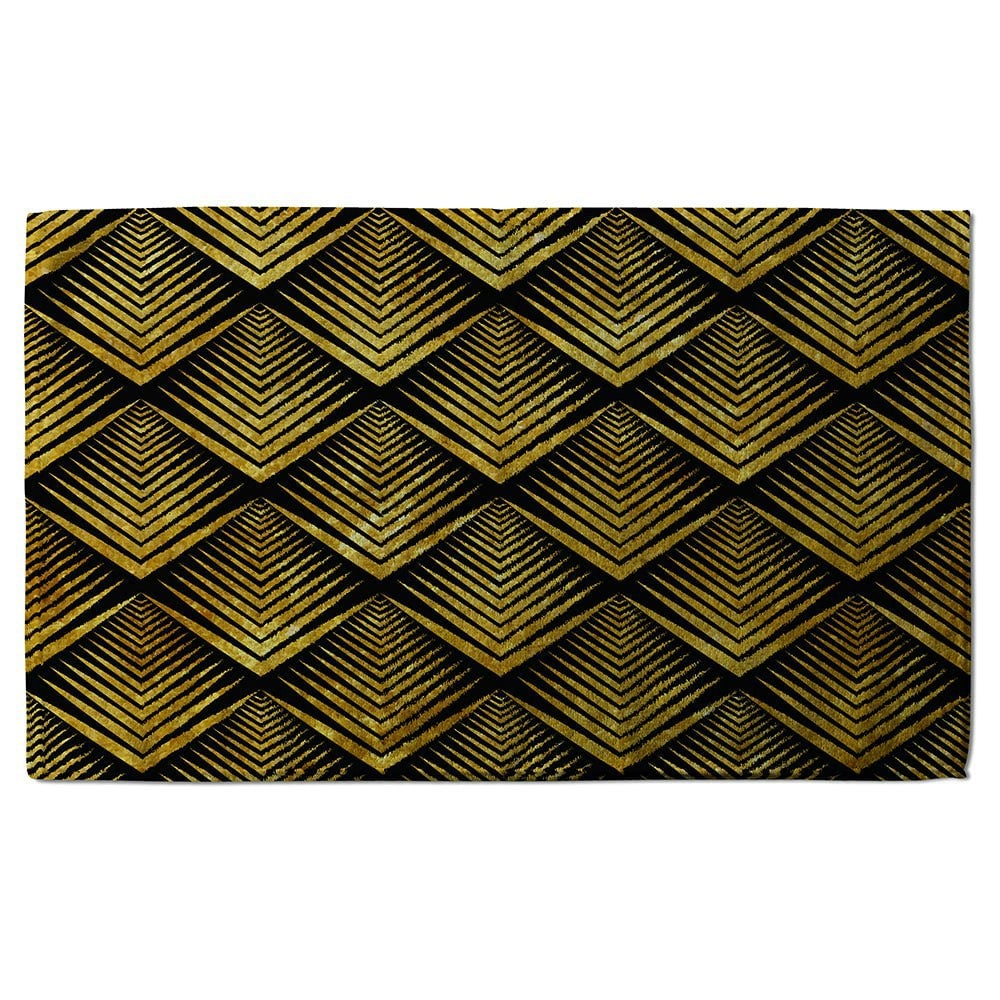 Benjamin Tate Design Golden Geometric Flower Pattern (Bath Towel)