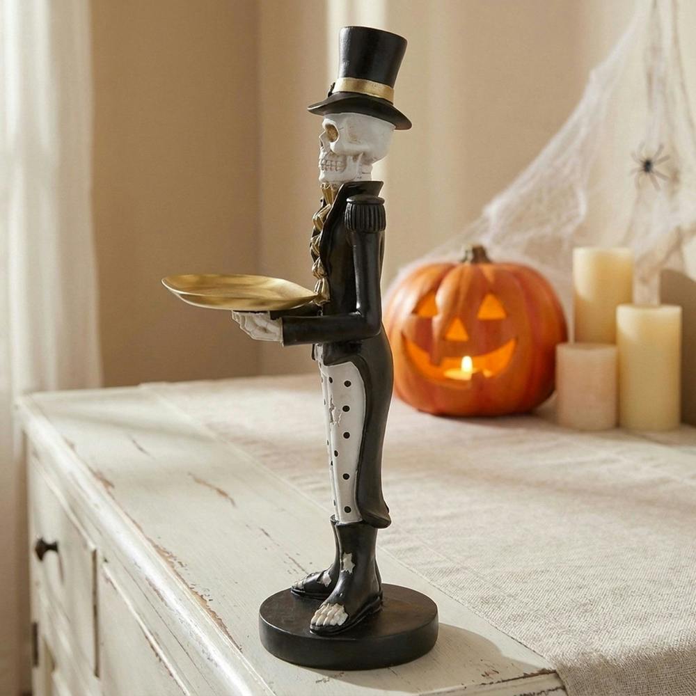 Garden Greatness Eerie Skeleton with Gold Serving Tray
