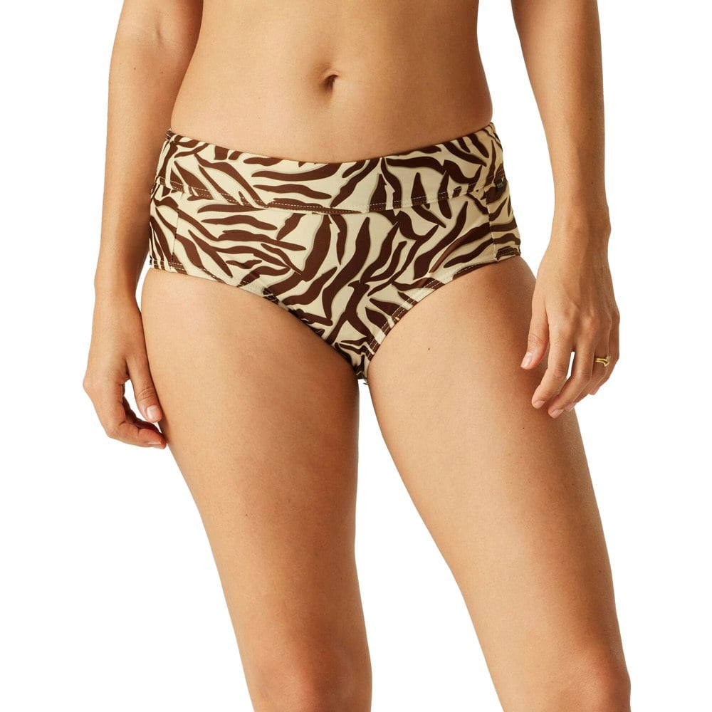 Regatta Womens Paloma Zebra Print Swim Briefs - Light Brown/Dark Brown