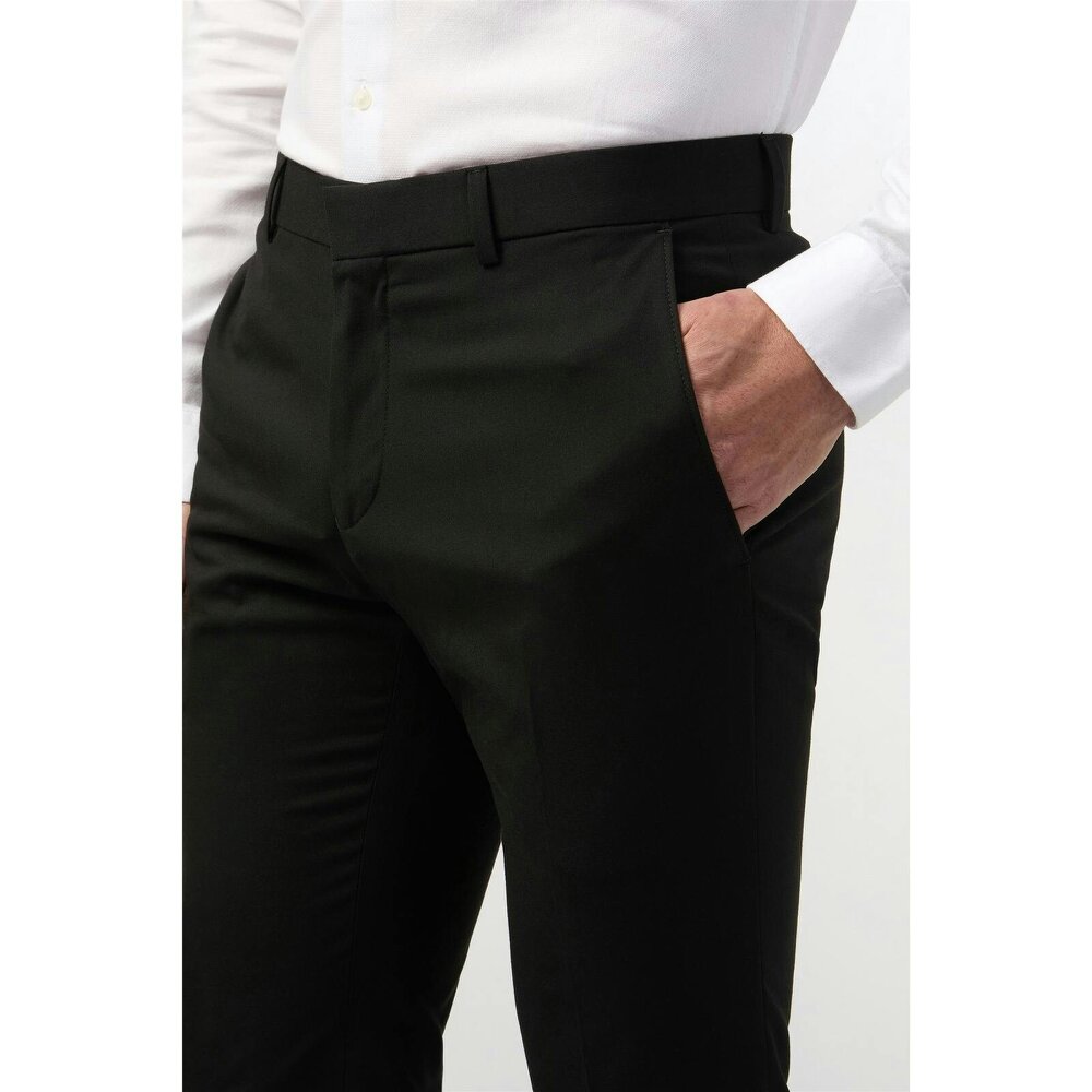 Limehaus Tailored Fit Black Stretch Trousers