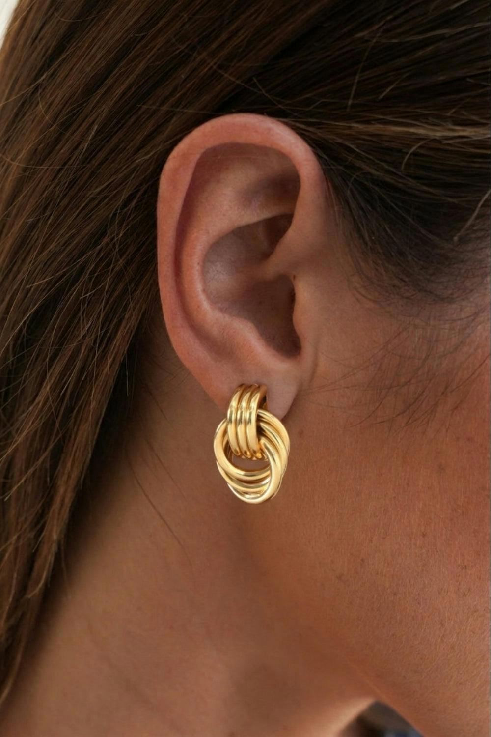 18K Gold Plated Double Knot Earrings