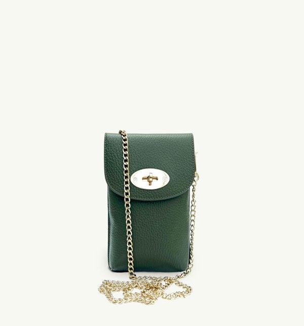 Apatchy London The Frankie Leather Phone Bag - Olive