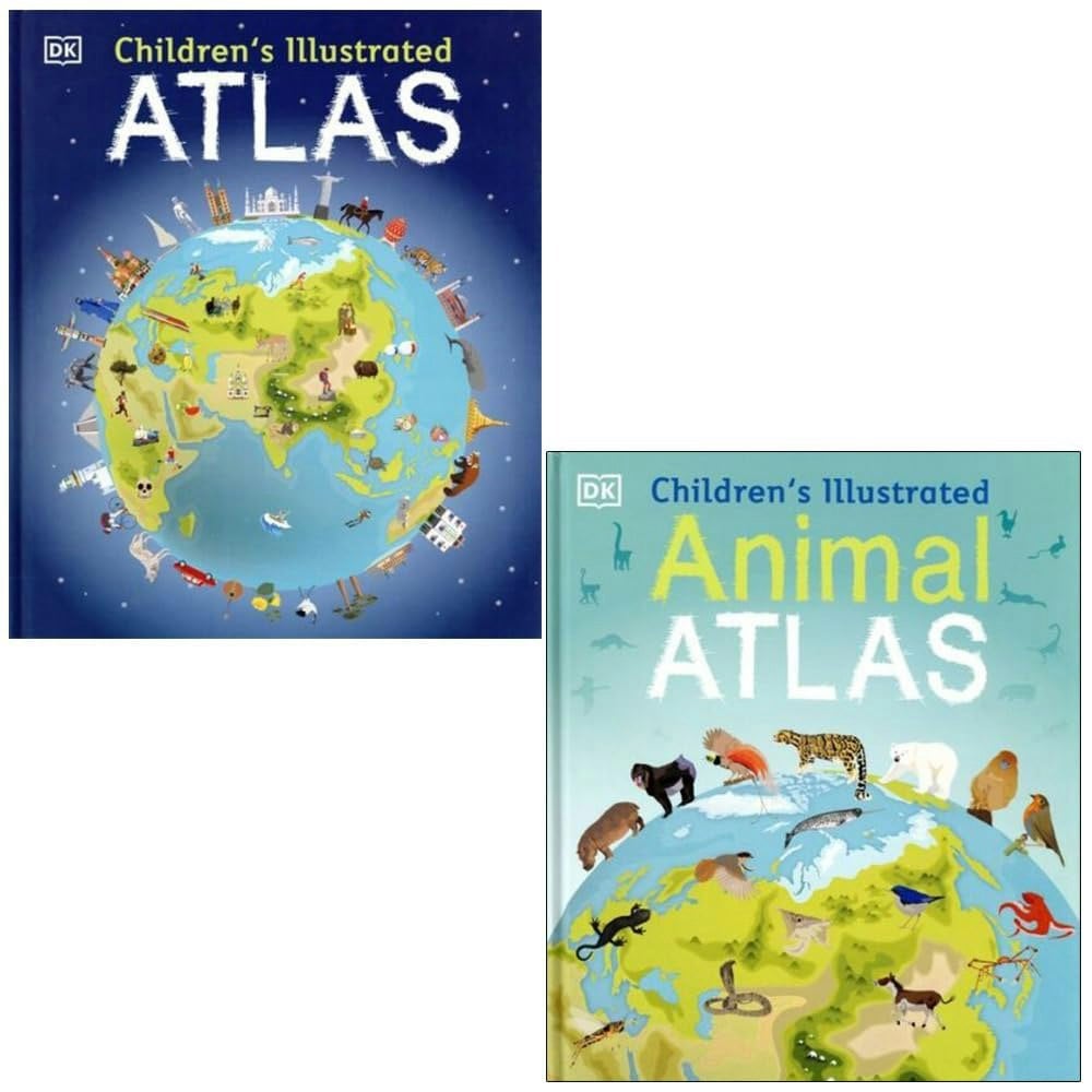 Childrens Atlas 2 Book Set Children's Illustrated Atlas & Children's Illustrated Animal Atlas