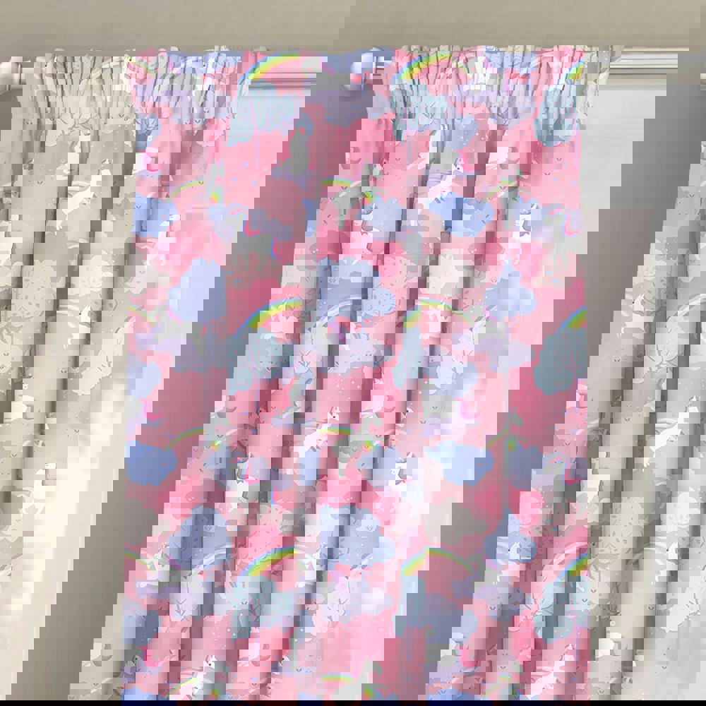 Velosso Unicorn Rainbow Pencil Pleat Curtains - 168cm x 137cm