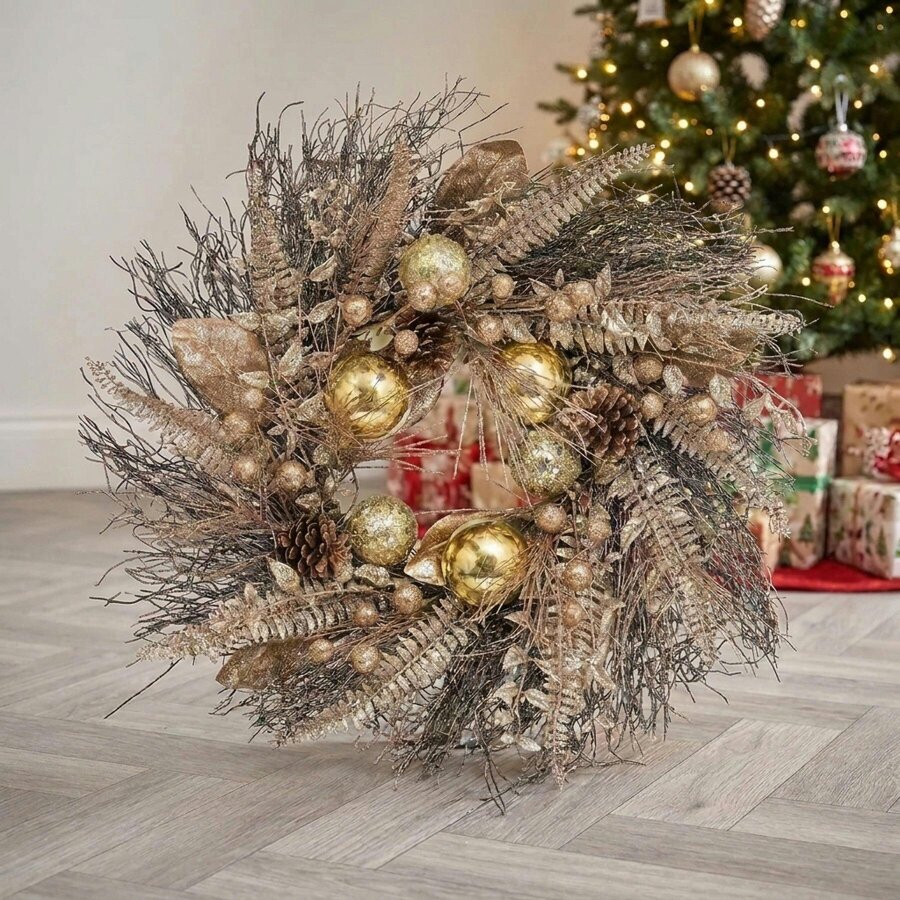 Garden Greatness Gold Rose Gold Twig Ball Wreath