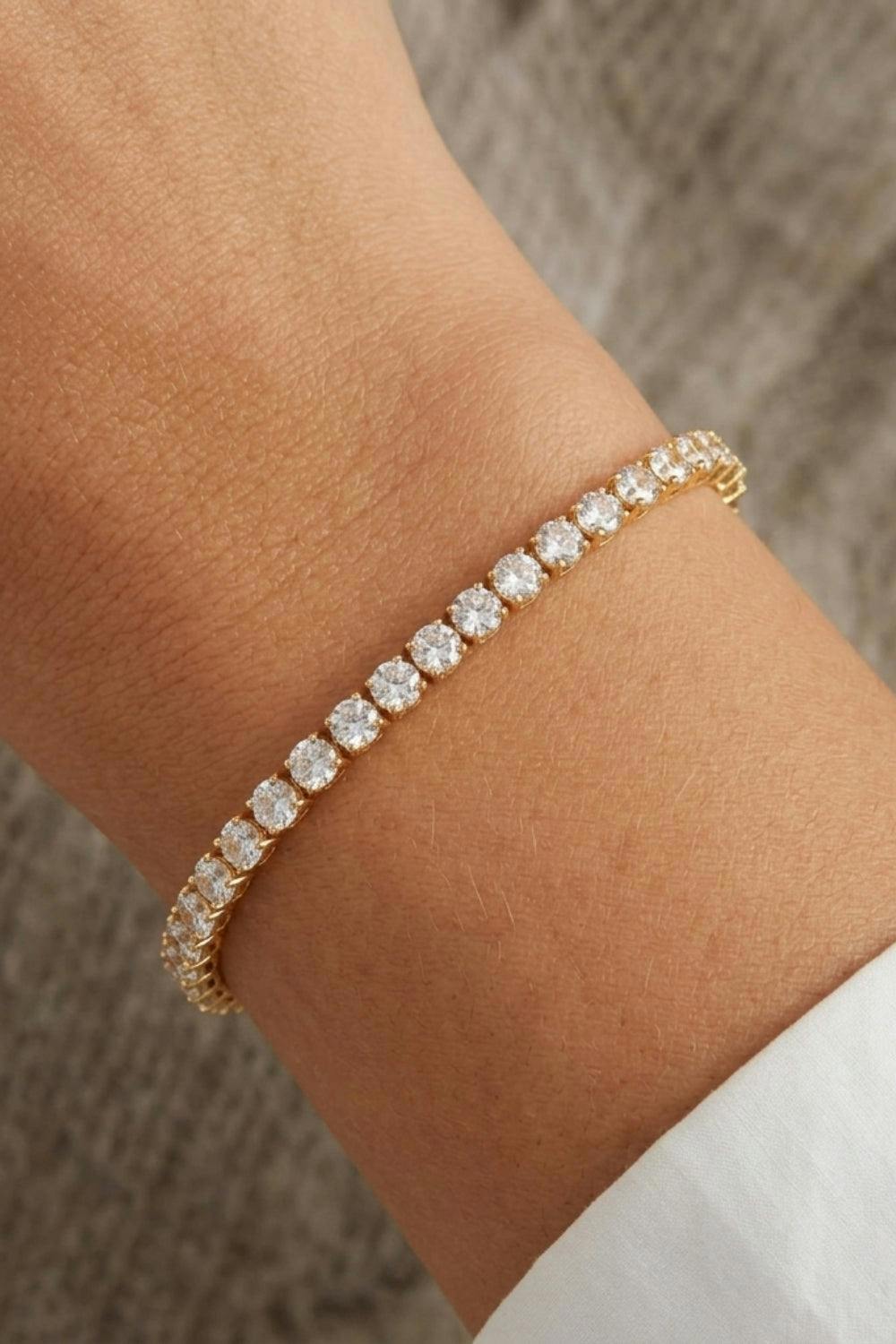 Gold Tennis Bracelet Sliding Knot