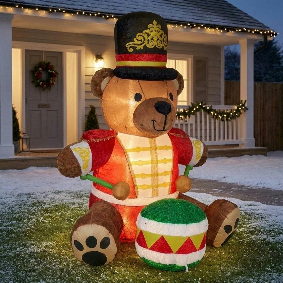 Garden Greatness Plush Teddy Drummer Inflatable Ornament