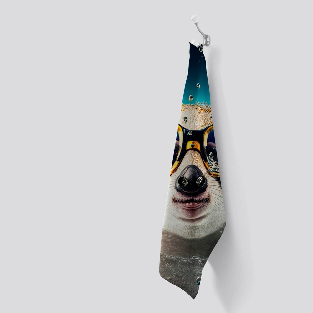 Warren Reed Dormouse With Glasses Splashart Tea Towel