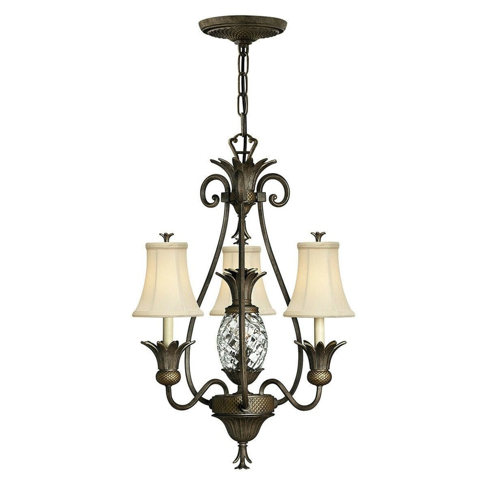4 Bulb Chandelier Hanging Pendant LIght Pearl Bronze LED E14 60W Bulb Loops