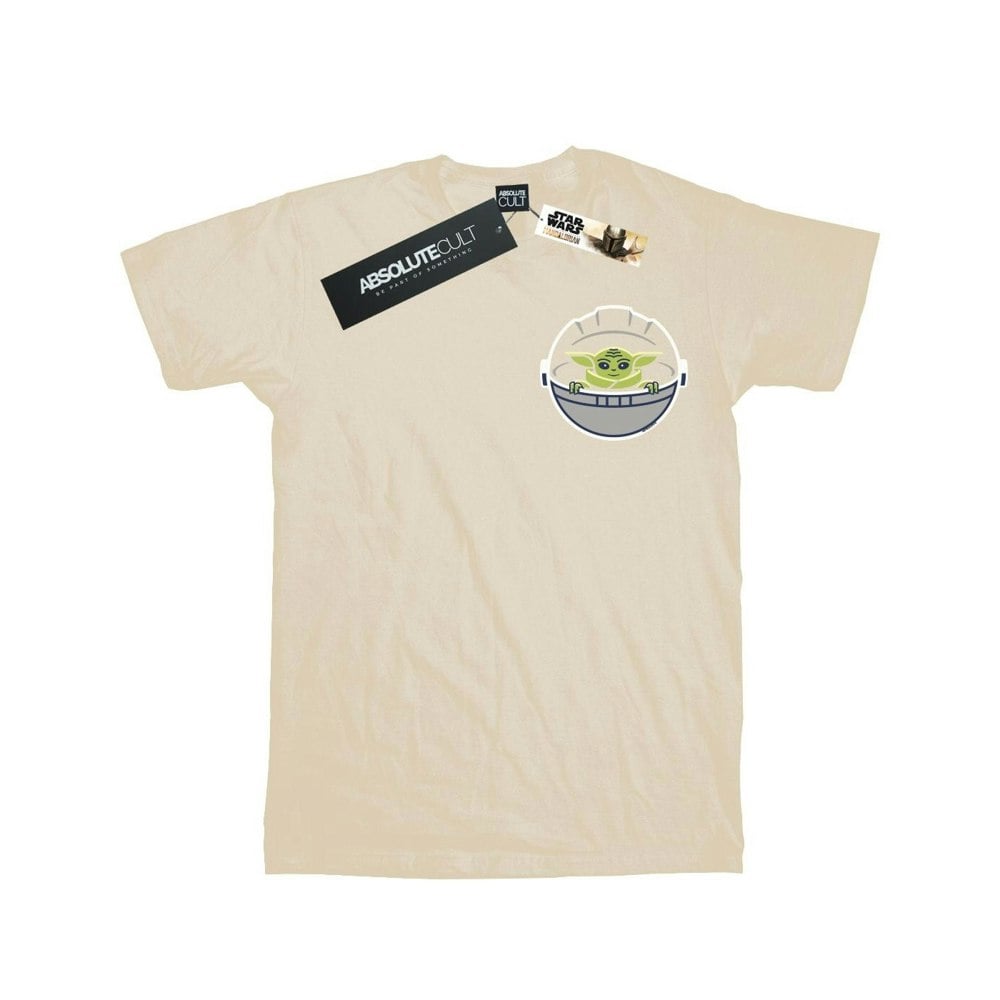 Star Wars Mens The Mandalorian The Child Drawn Breast Print T-Shirt - Sand