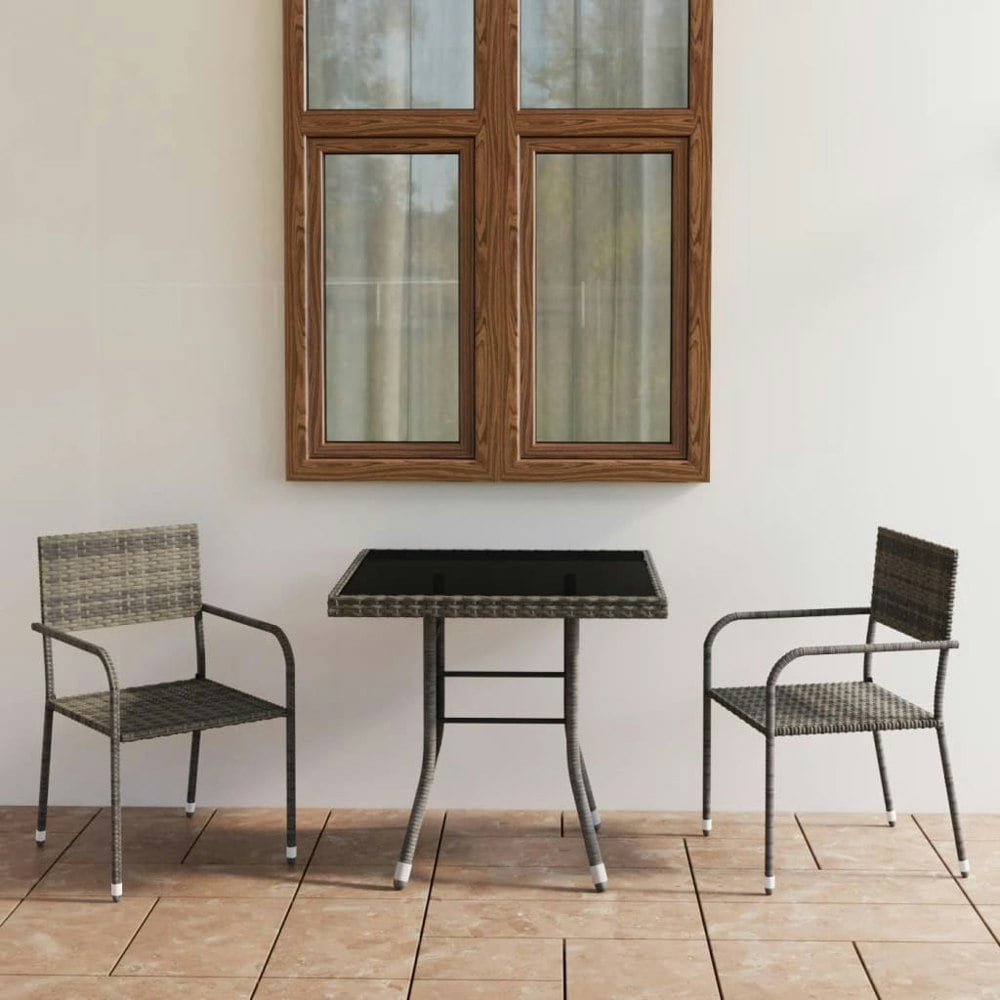 Berkfield 3 Piece Garden Dining Set Poly Rattan Anthracite & Grey