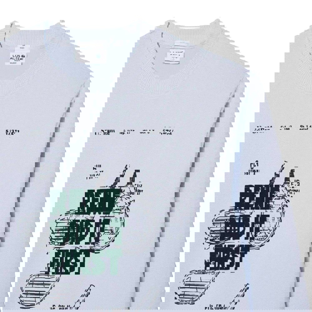 Lacoste Unisex Adult Motif Pique Relaxed Fit Sweatshirt - Blue