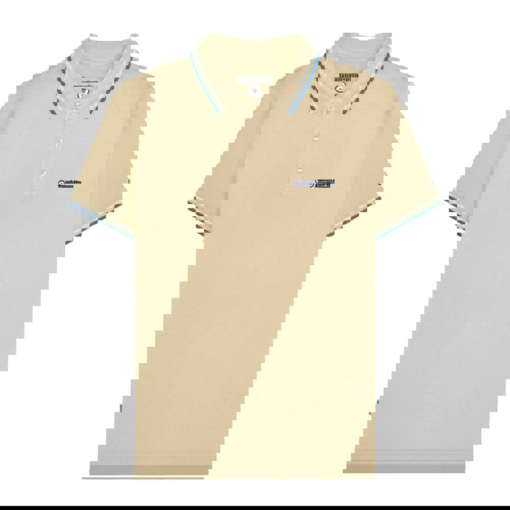 Lambretta Mens SS25 Twin Tip Polo Shirt - Wood Ash