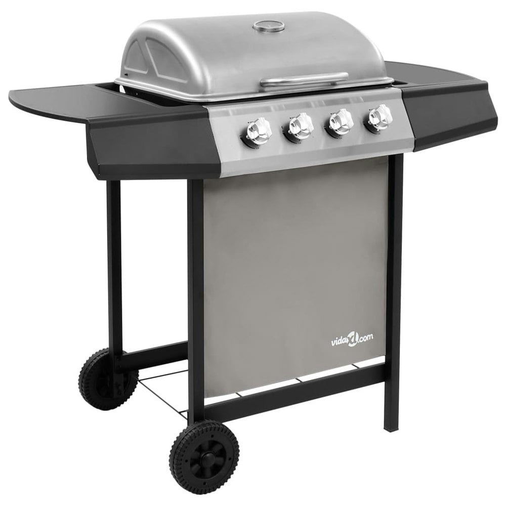 Berkfield Gas BBQ Grill with 4 Burners Black and Silver