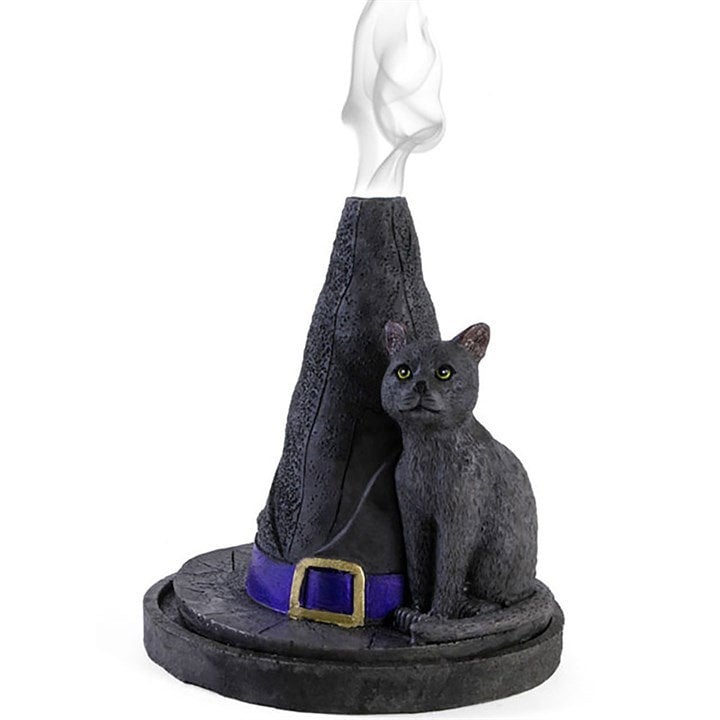 Serano Witch Hat With Cat Incense Cone Holder