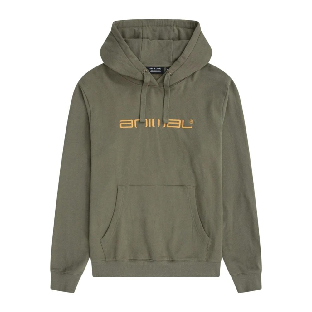 Animal Mens Driver Logo Organic Hoodie - Dark Khaki - Dark Khaki - 100% Organic Cotton