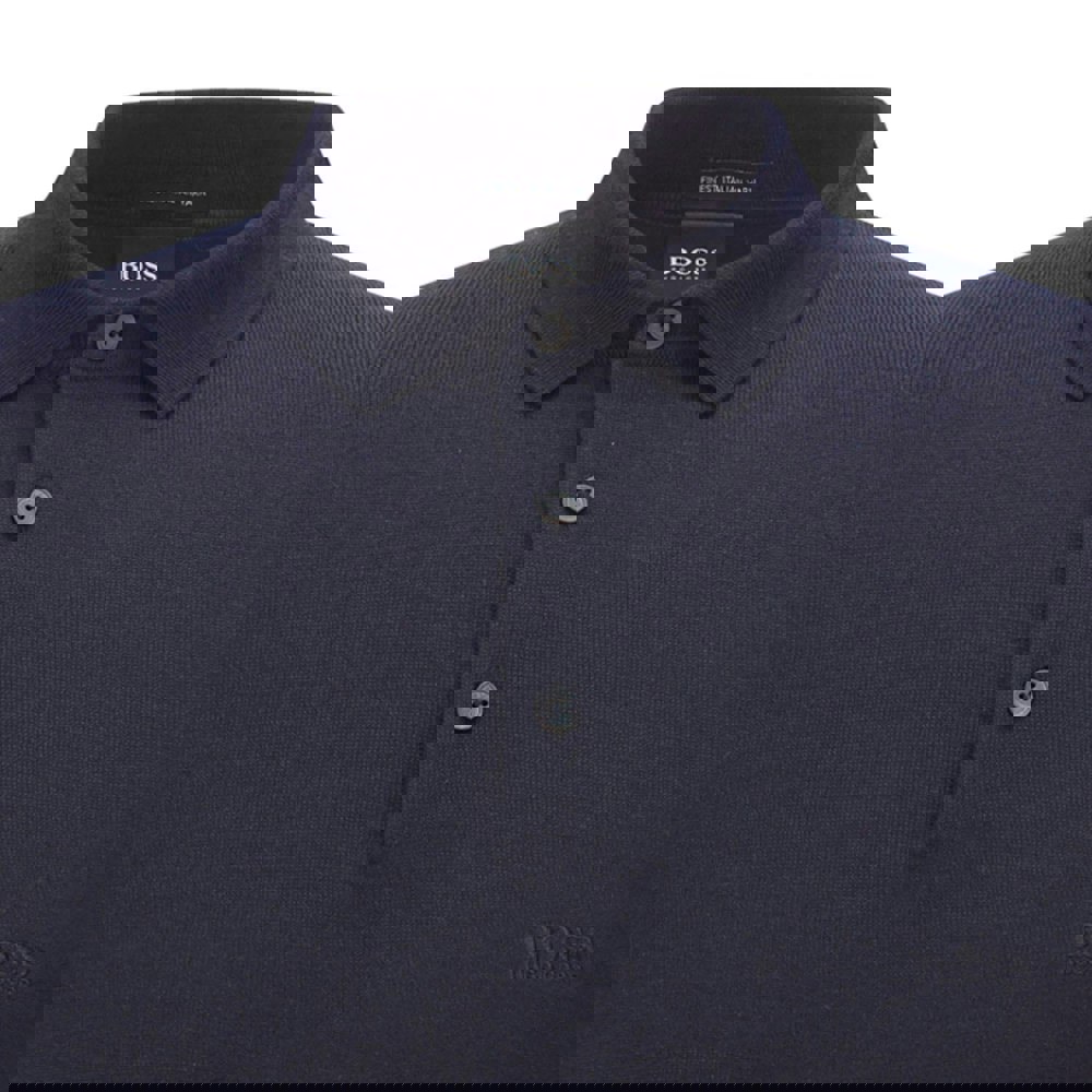 Boss Mens Bono Long-Sleeved Polo Shirt - Dark Blue