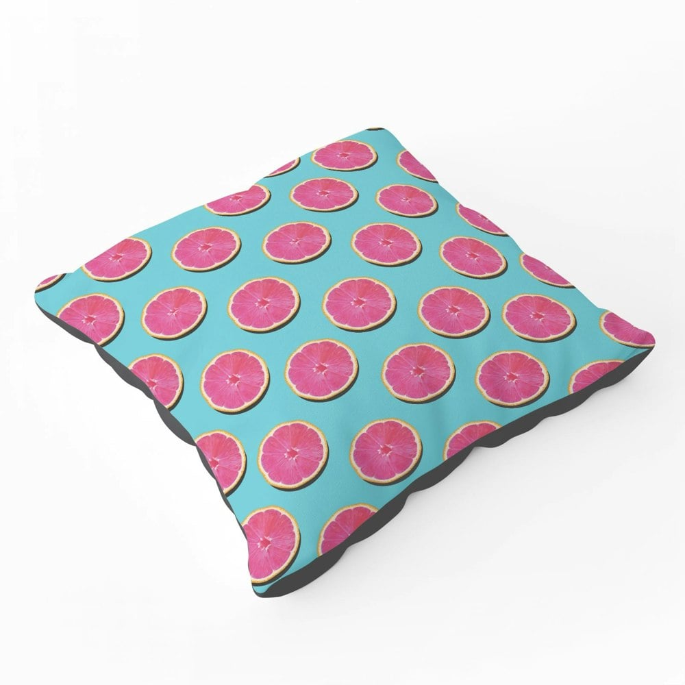 Warren Reed Fruity Pattern Of Pink Grapefruit Floor Cushion