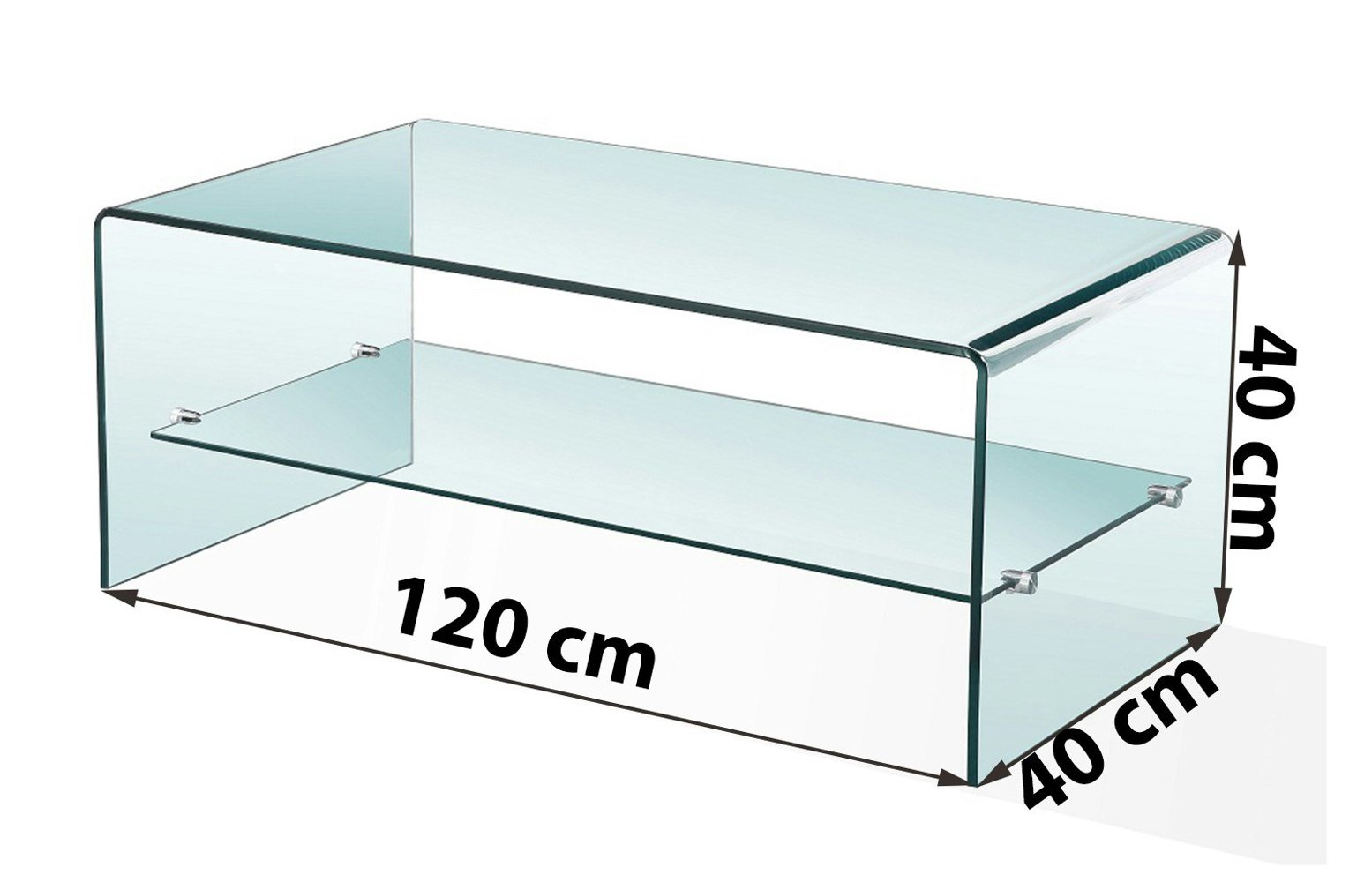 That's Furniture Luna Clear Glass Coffee Table with Shelf