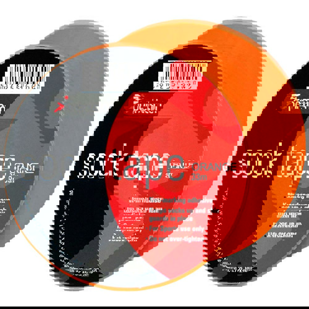 10 PACK - 19mm x 33m ORANGE Sock Tape - Football Shin Guard Pads Holder Tape