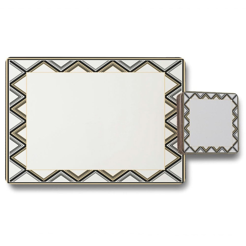 New Product Art Deco Patterned Border (Placemat & Coaster Set)  - Andrew Lee Home and Living