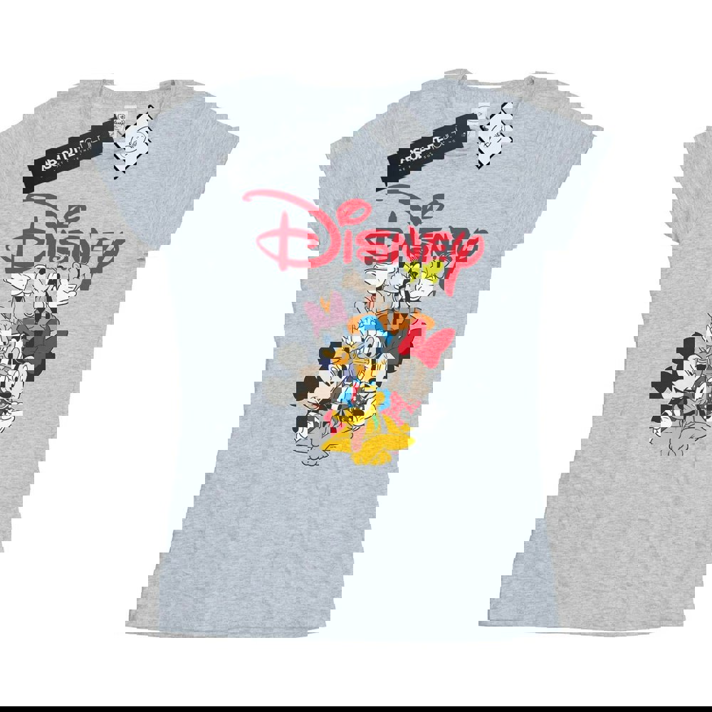 Disney Womens/Ladies Mickey Mouse Crew Cotton T-Shirt - Sports Grey