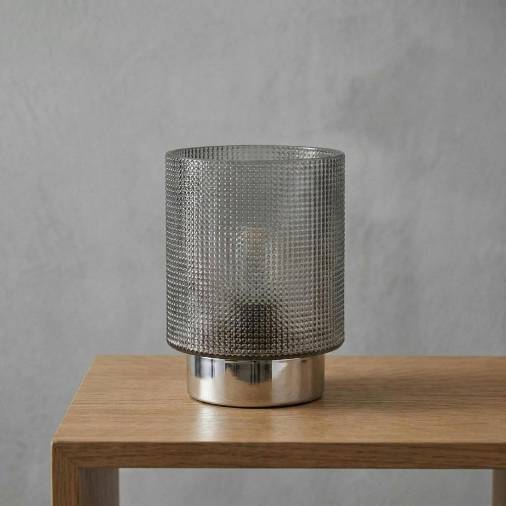 Garden Greatness Relica Silver Textured Glass Table Lamp