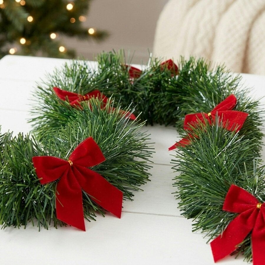 Garden Greatness Decorative Christmas Tinsel Garland with Bows