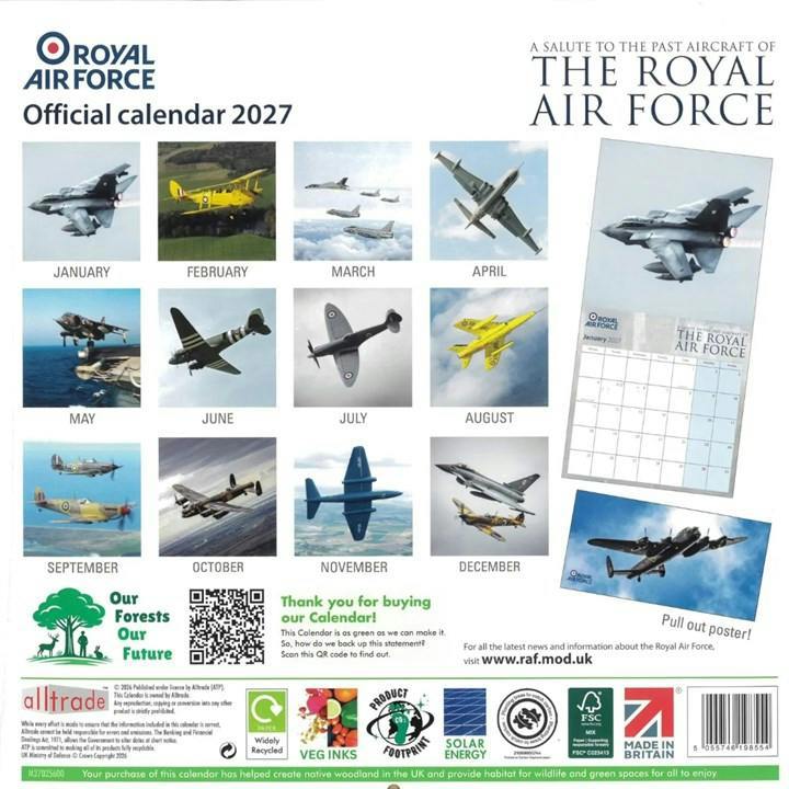 Royal Air Force, Salute to the Past Calendar 2027, Wall Calendars, Month To View, History & Literature, Gift