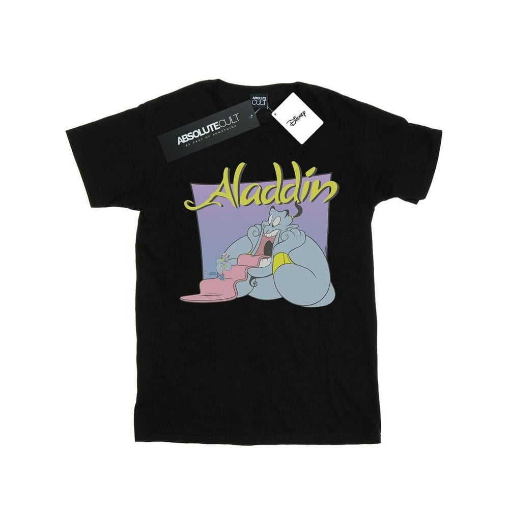 Disney Womens/Ladies Aladdin Genie Wishing Dude Cotton Boyfriend T-Shirt - Black