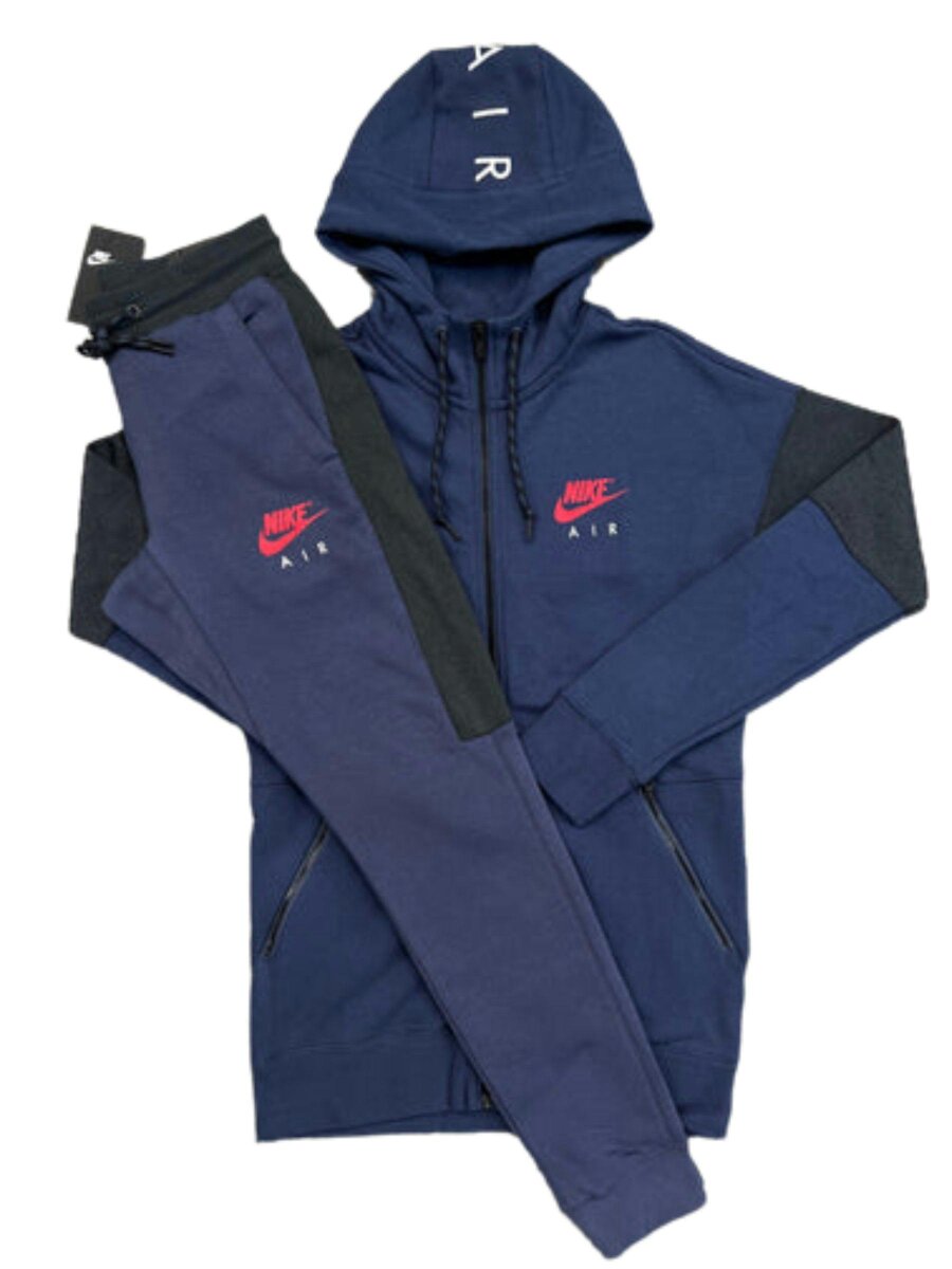 Nike Air Full Zip Fleece Hooded Tracksuit Blue