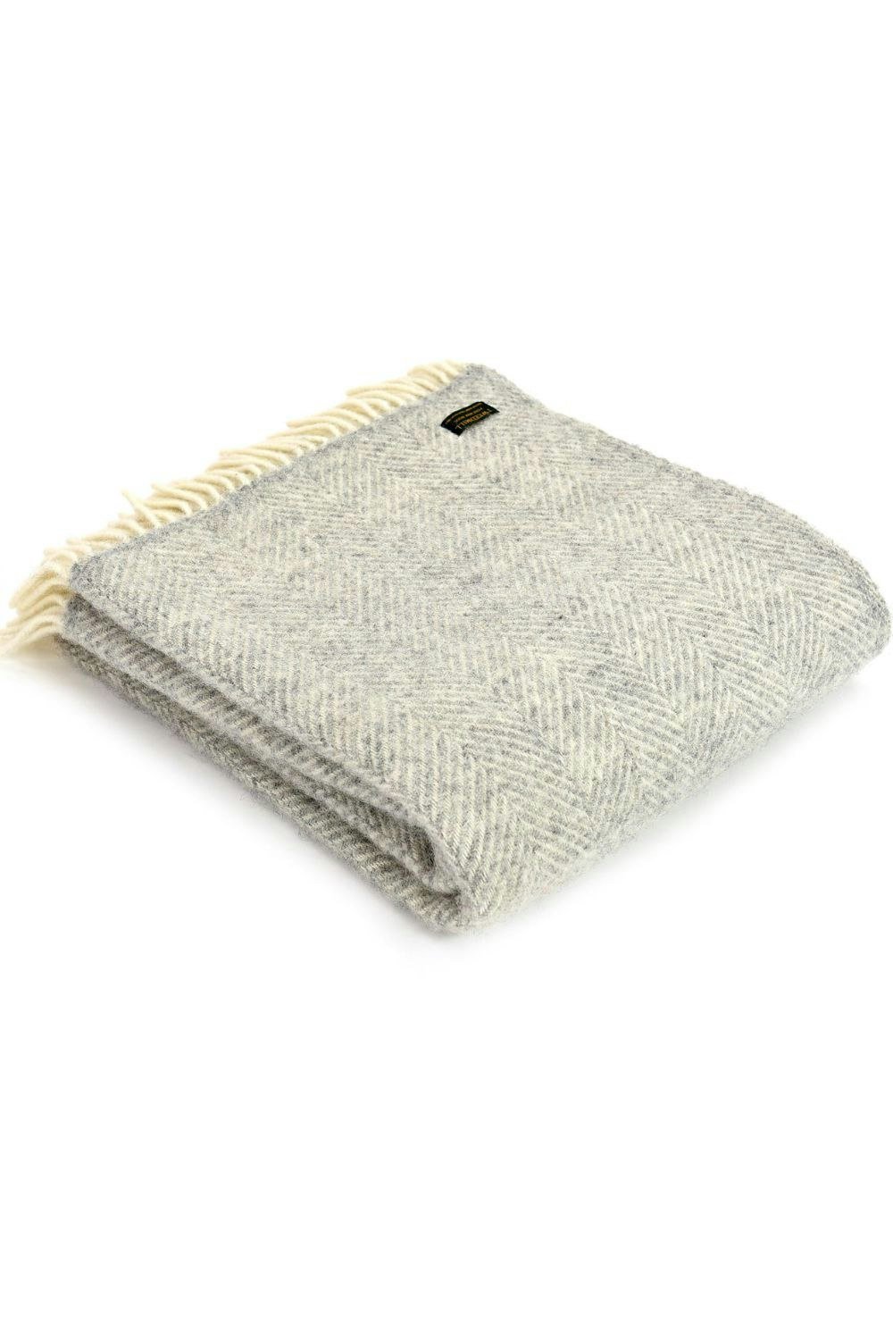 HomeSpace Direct Fishbone Silver & Grey Wool Throw