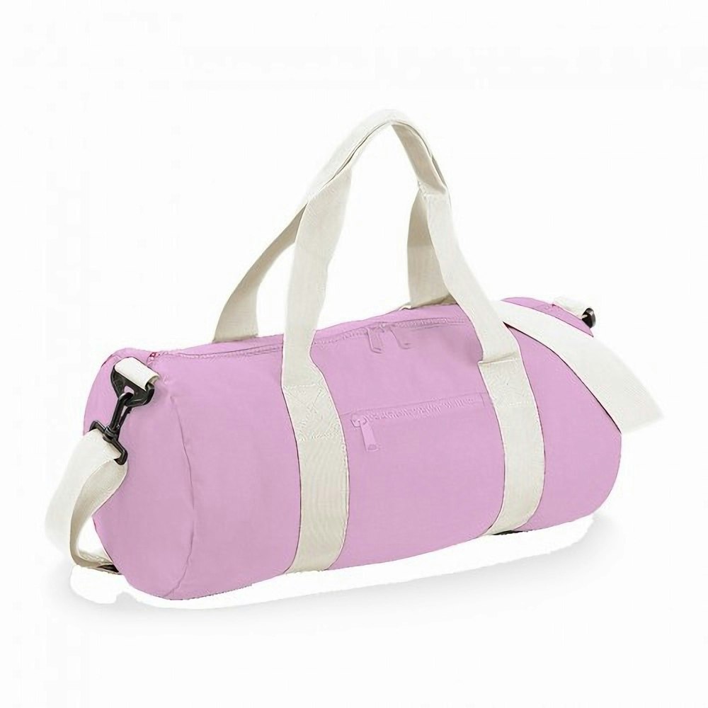 Bagbase Plain Varsity Barrel / Duffle Bag (20 Litres) - CLassic Pink/White