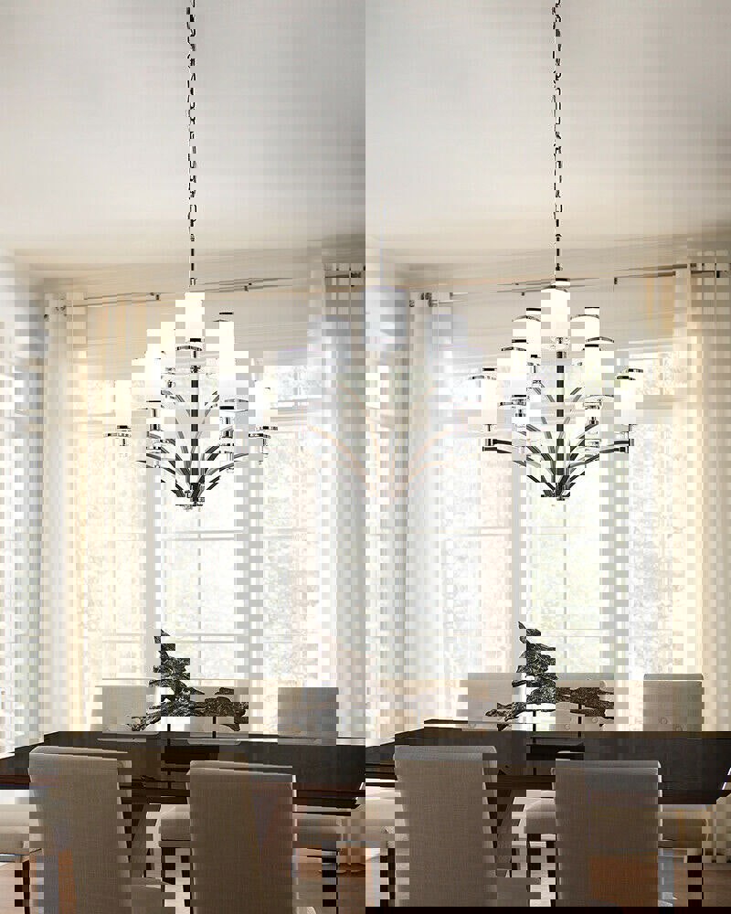9 Bulb Chandelier Hanging Pendant LIght Satin Nickel/Chrome LED E27 60W Bulb Loops