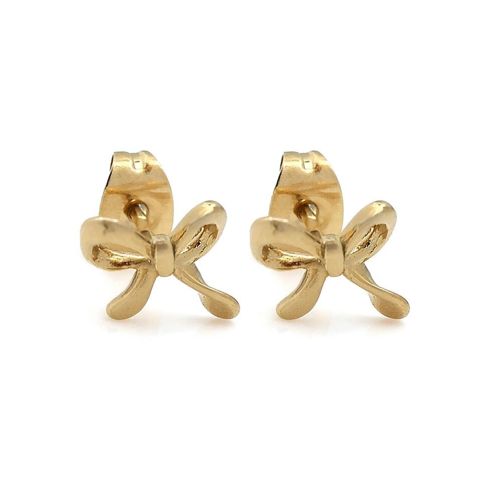 Say It With Bow Earrings - Silver - Yellow Gold
