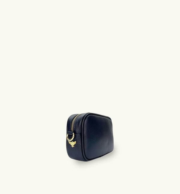 Apatchy London The Mini Tassel Leather Phone Bag - Navy