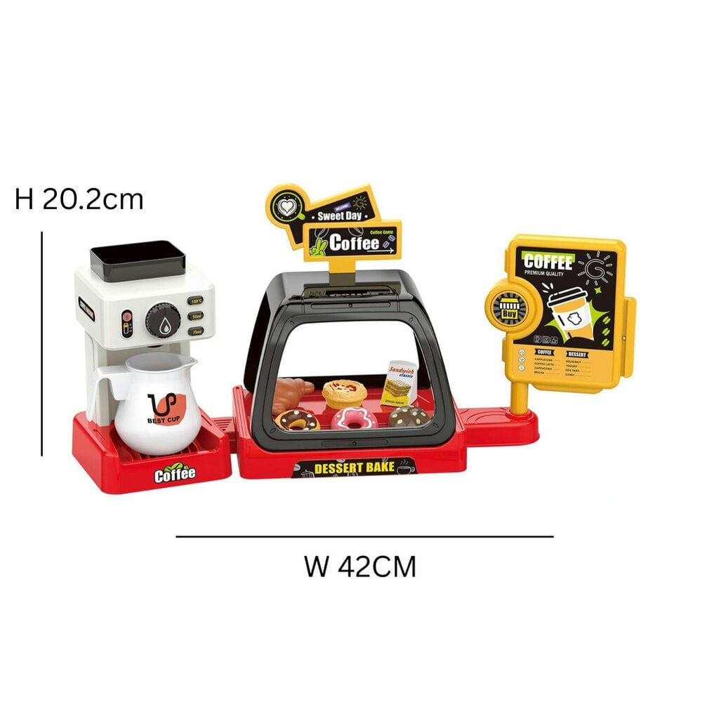 deAO 41-Piece Kids Coffee Shop & Bakery Playset with Coffee Maker, Cash Register & Desserts (Ages 3+)